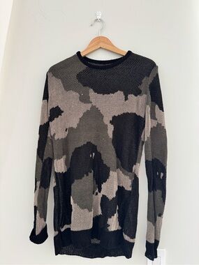 Camouflage Knit Sweater - Black & Gray